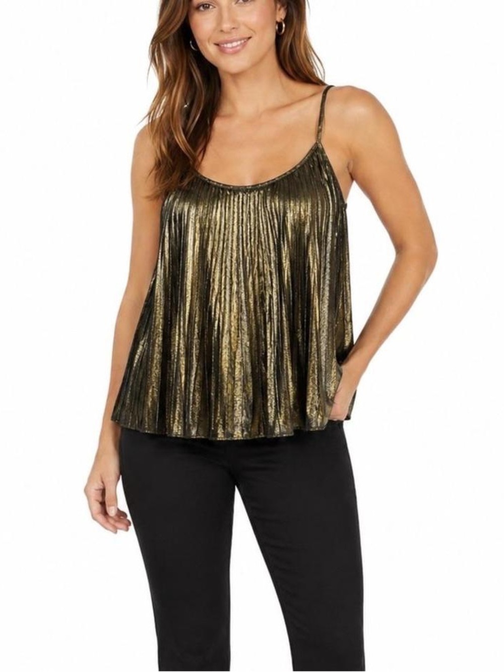 Banana Republic Metallic Gold Pleated Cami